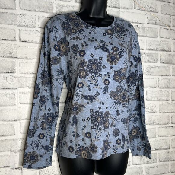 Croft & Barrow Long Sleeve Paisley Floral Shirt Size XL Boho Hippie - Picture 1 of 4